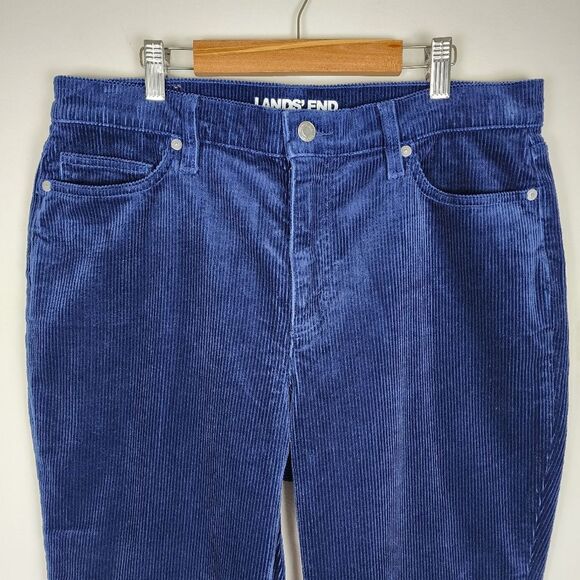 Lands End Blue Corduroy Pants Stretchy High Rise Women Size 14 P - Picture 15 of 16